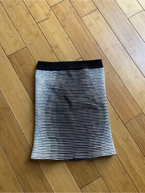 BCBGeneration Black and White Horizontal Stripe Pencil Skirt